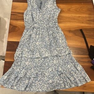 Lucky Brand Blue Floral Sleeveless Tiered Ruffle Size 6